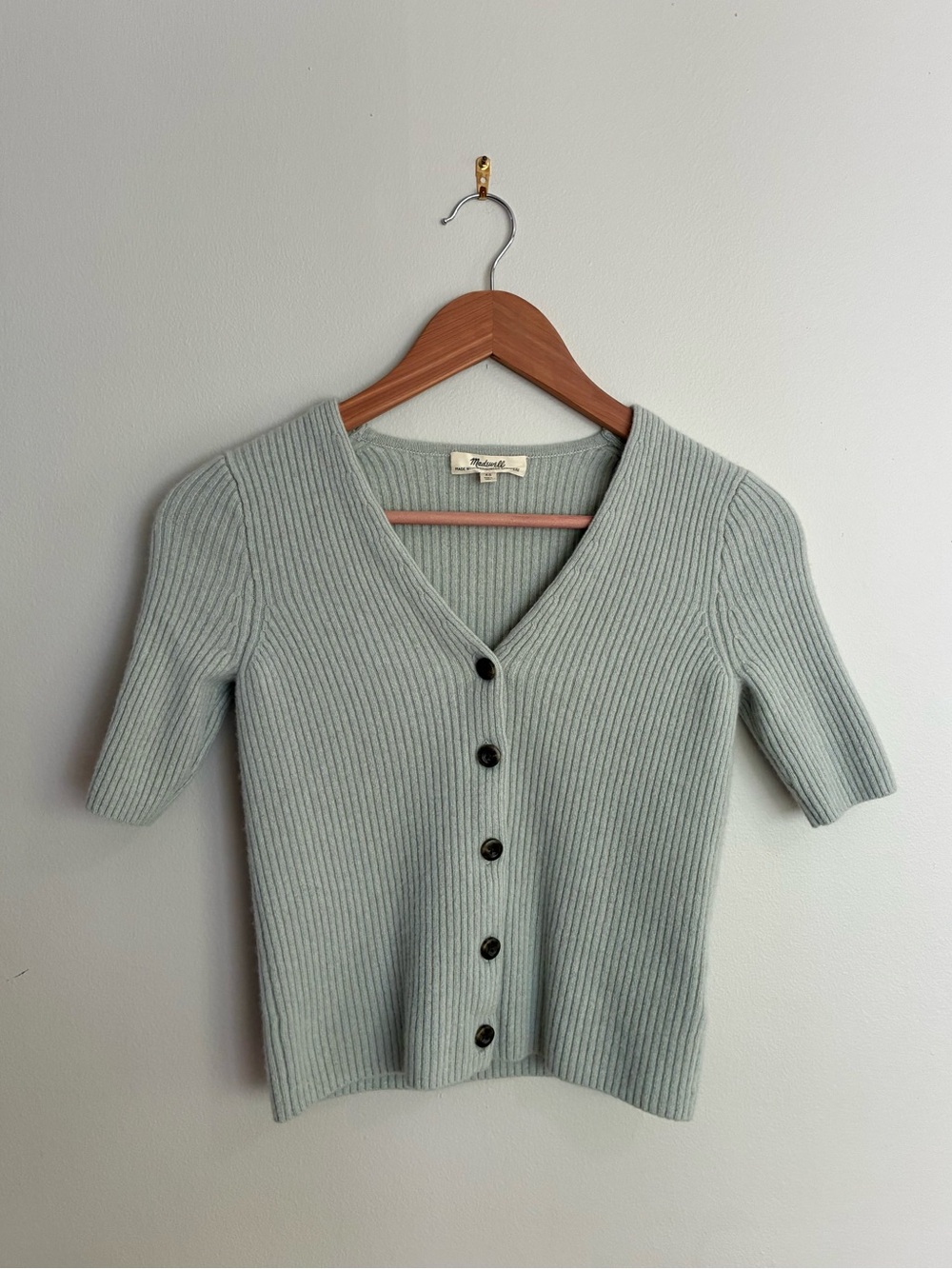 Madewell Cashmere Short-Sleeve Cardigan Sweater